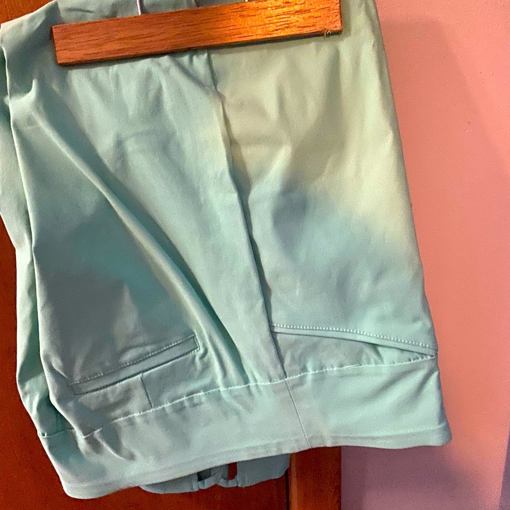 Mint green capri with design on cuff